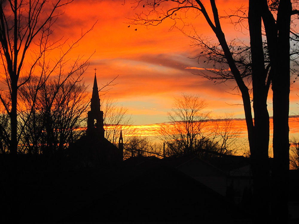 couchée de soleil vue de l'église