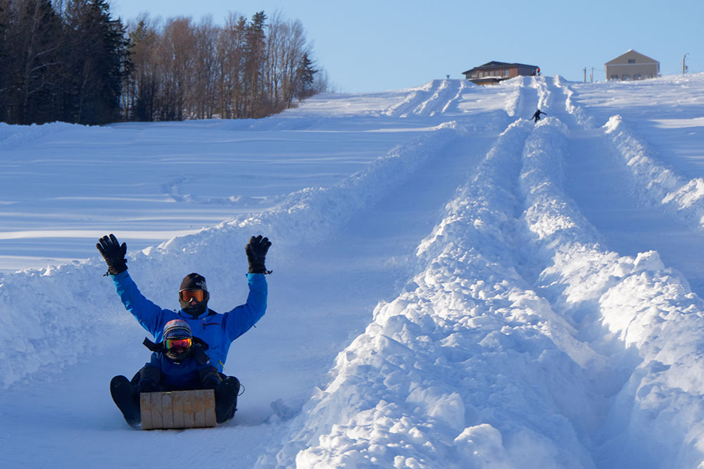 glissades familiales hiver